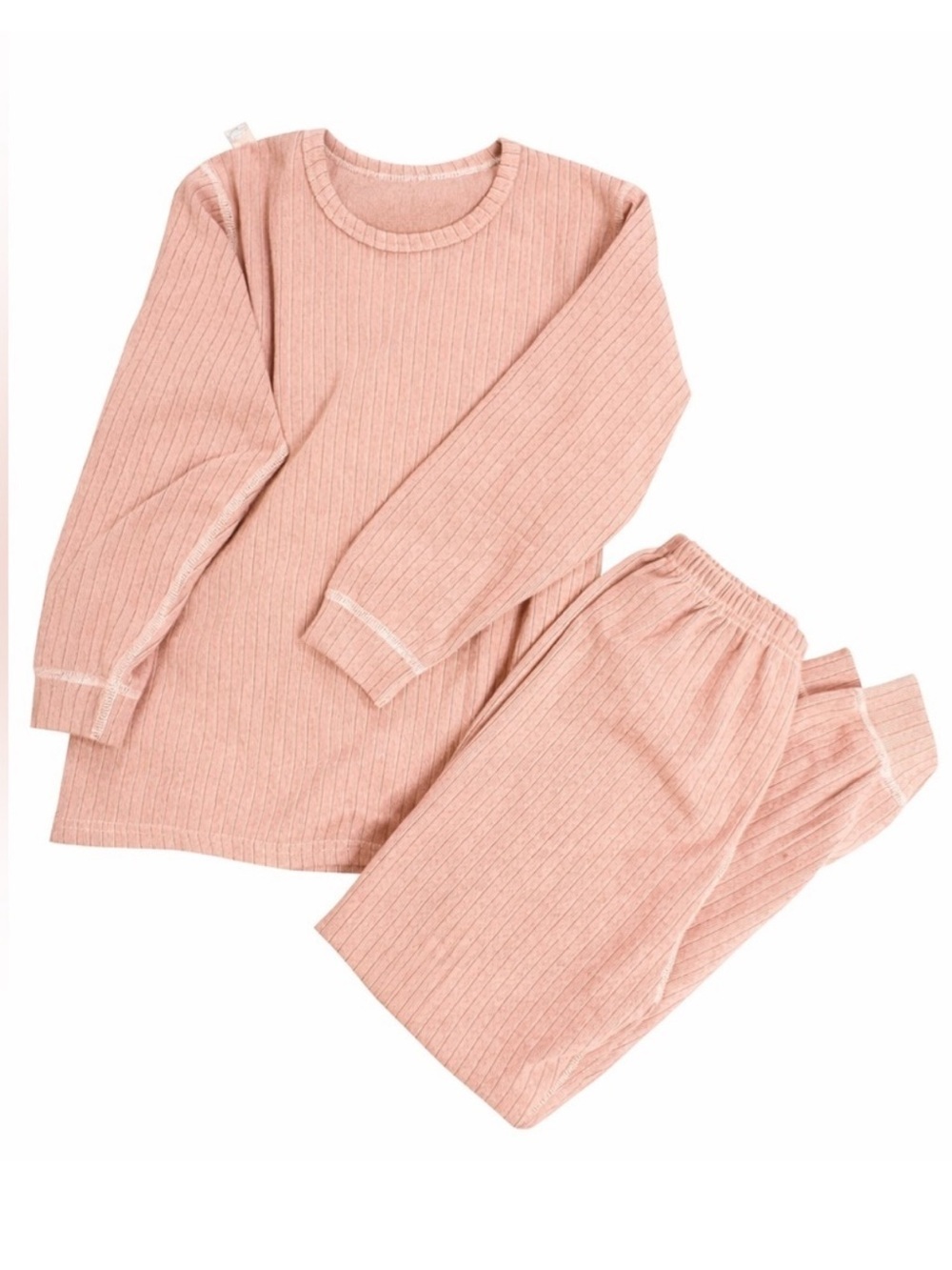 NWOT Blush Pink Polar Ribbed Soft Thermal Set Long Sleeves Girls Size 4–6